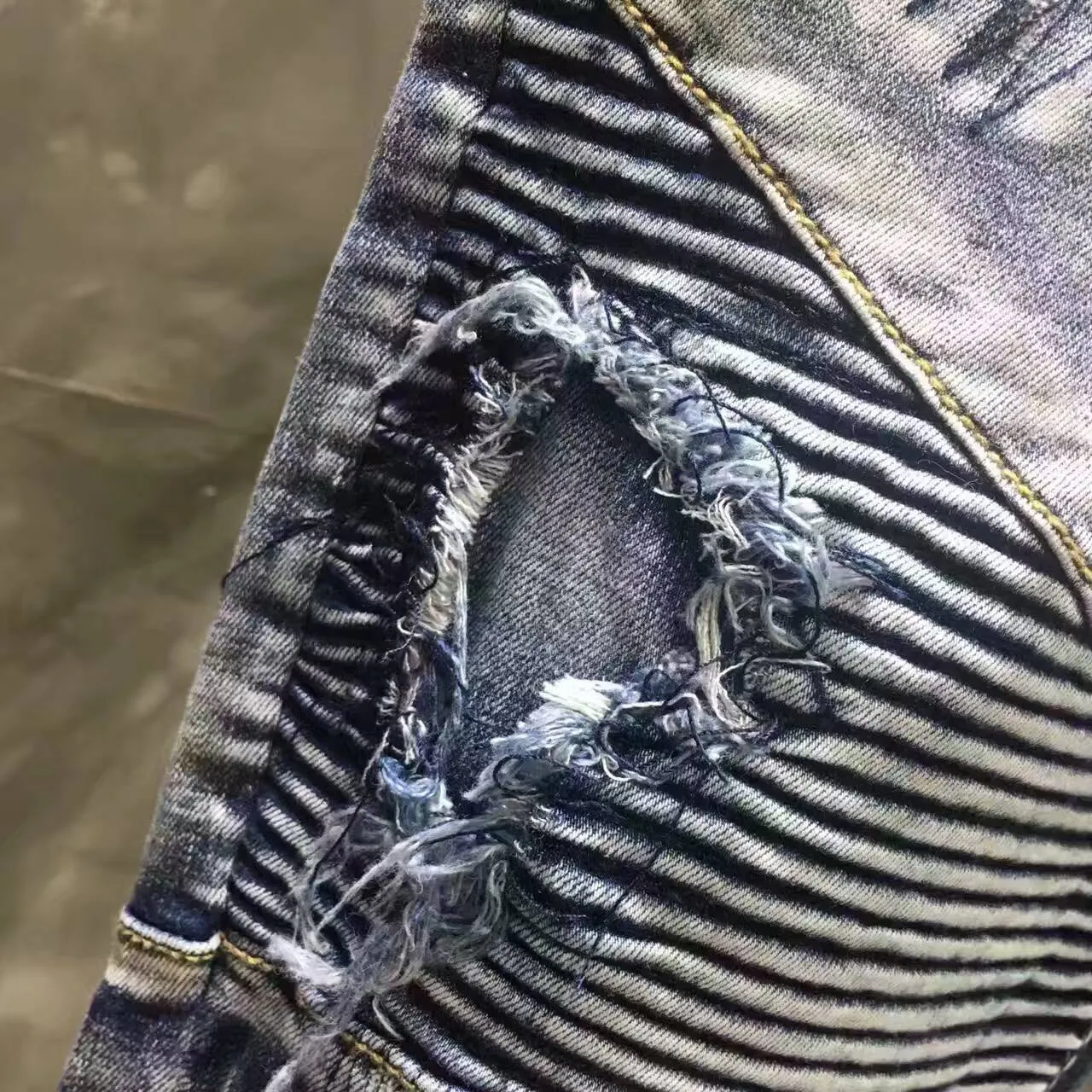 Distressed Moto-Panelled Patchwork Gray Jeans 6