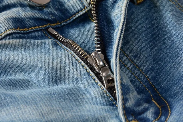 Distressed Slim-Fit Light-Wash Blue Jeans 5