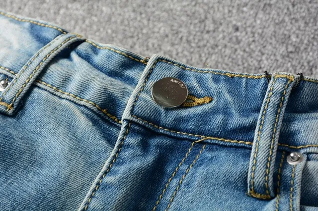 Distressed Slim-Fit Light-Wash Blue Jeans 9