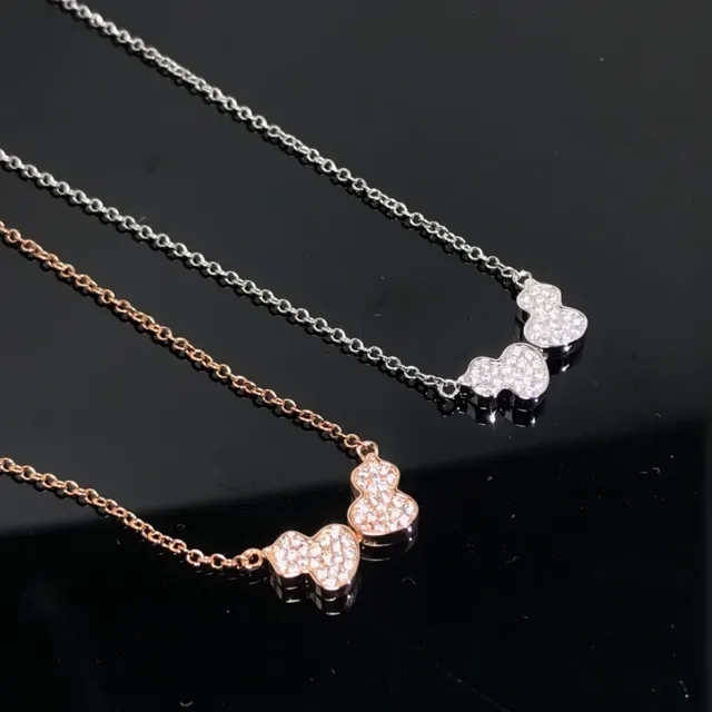 Double Gourd Pavé Crystal Pendant Necklace 2