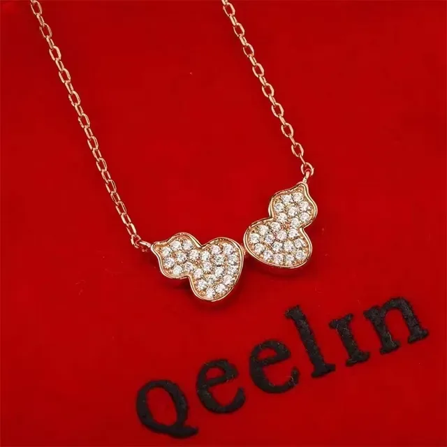 Double Gourd Pavé Crystal Pendant Necklace 3