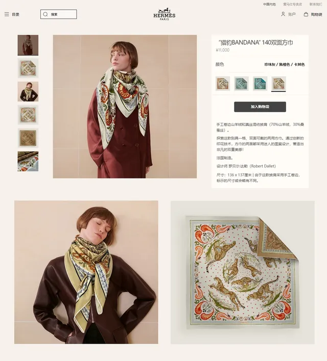 Double-Sided Leopard and Paisley Print Silk Scarf 2