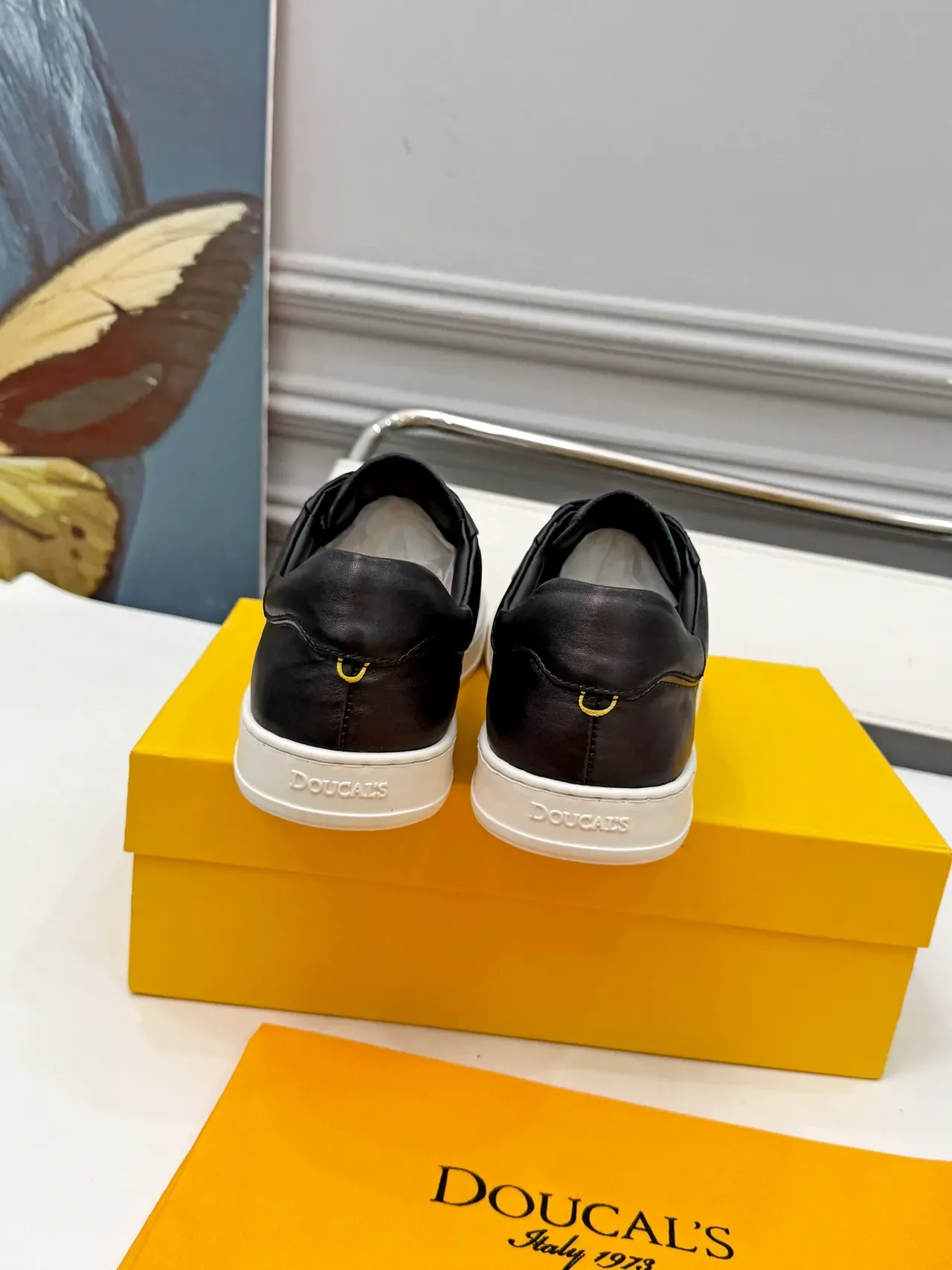 Doucal's Black Leather White Sole Lifestyle Sneakers 3