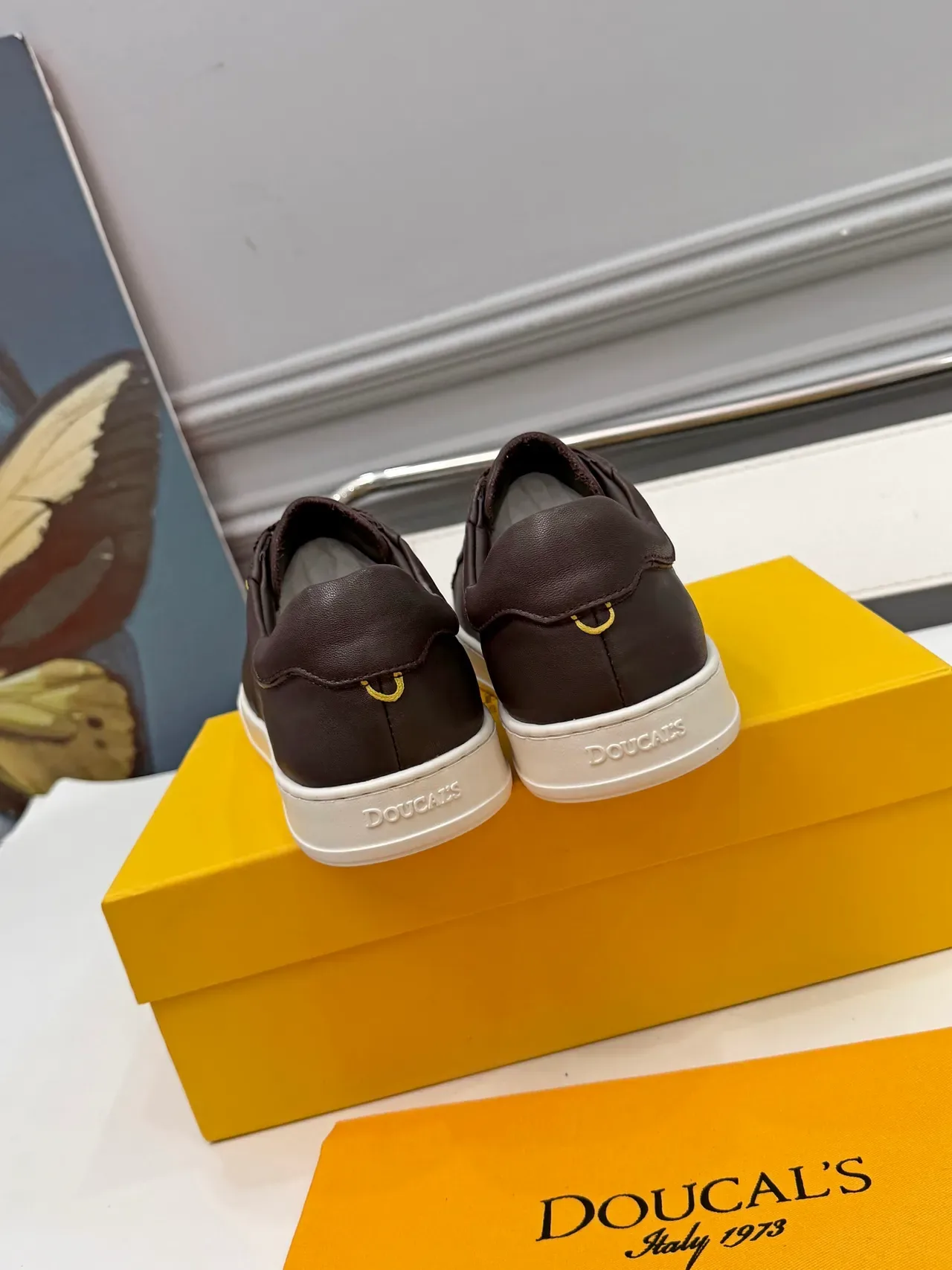DOUCAL'S Brown Leather Low-Top Lifestyle Sneakers 4
