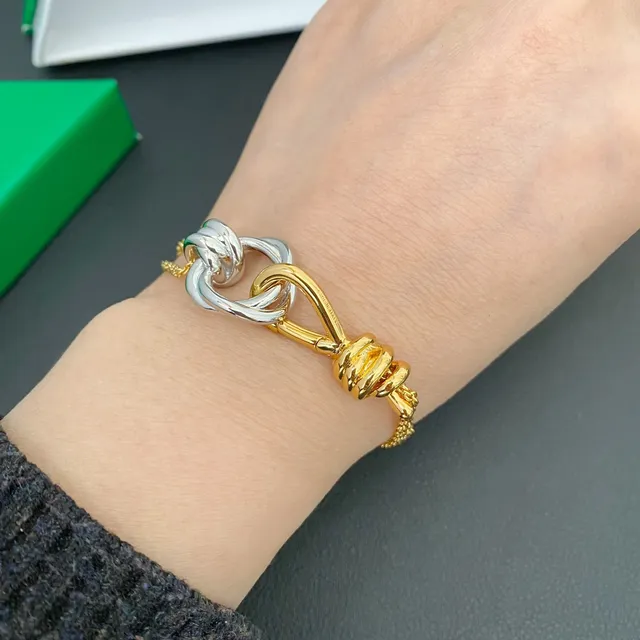 Dual-Tone Gold and Silver Twisted Knot Rope Chain Bracelet 2