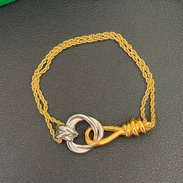 Dual-Tone Gold and Silver Twisted Knot Rope Chain Bracelet 5
