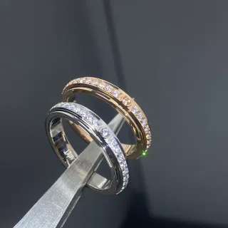 Dual-Tone Pavé-Set Rotating-Band Stackable Rings