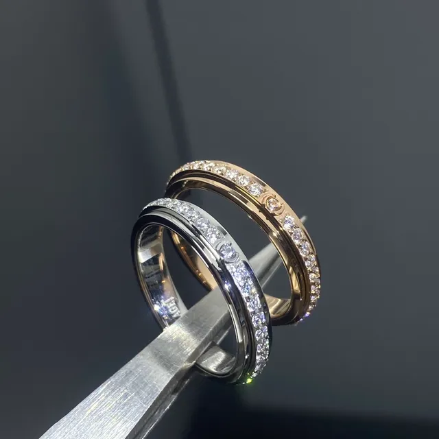 Dual-Tone Pavé-Set Rotating-Band Stackable Rings 2