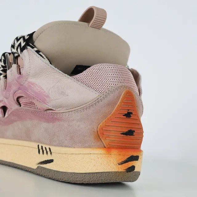 Dusty Pink Multicolor Painted Toe Avant-Garde Strap Sneakers 4