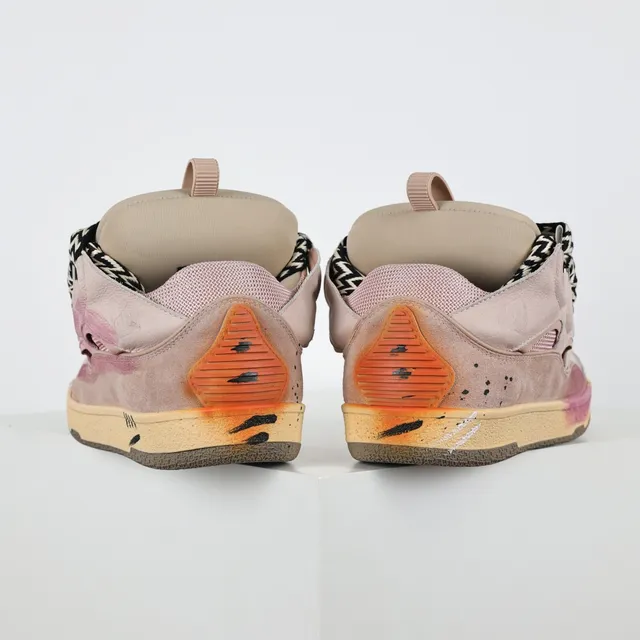 Dusty Pink Multicolor Painted Toe Avant-Garde Strap Sneakers 8