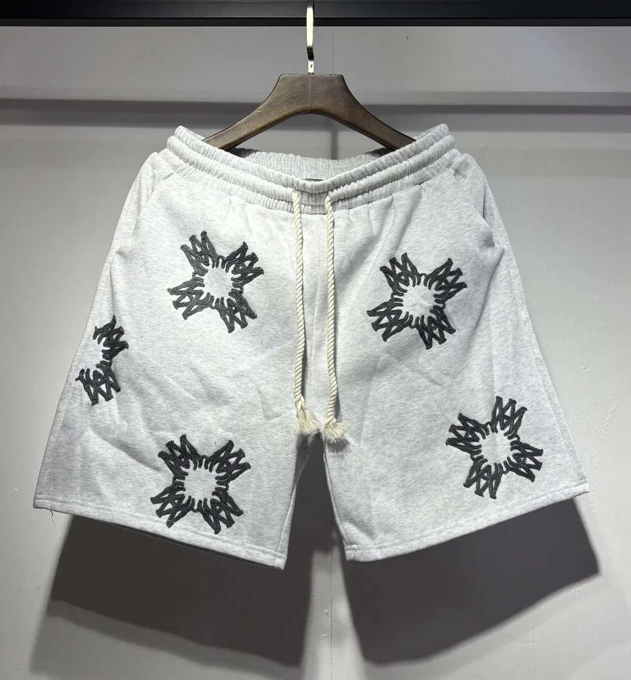 Embroidered Starburst Motif Drawstring Waist Shorts 8