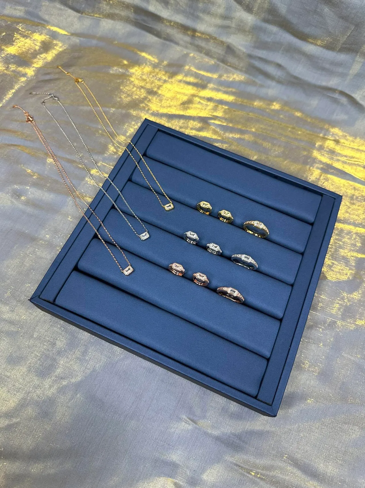 Faceted Rectangular Crystal Dangling Earrings 5