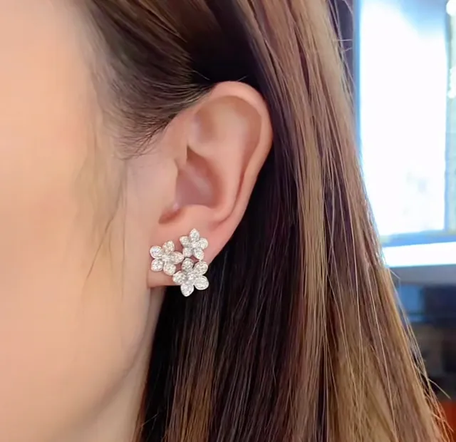 Floral Cluster Pavé Crystal Clip-On Earrings 9