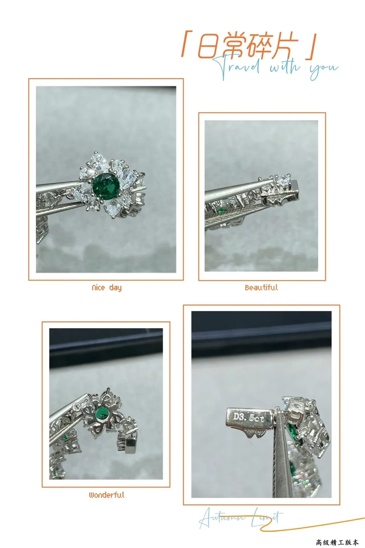 Floral Gemstone-Set Silver-Tone Link Bracelet 2