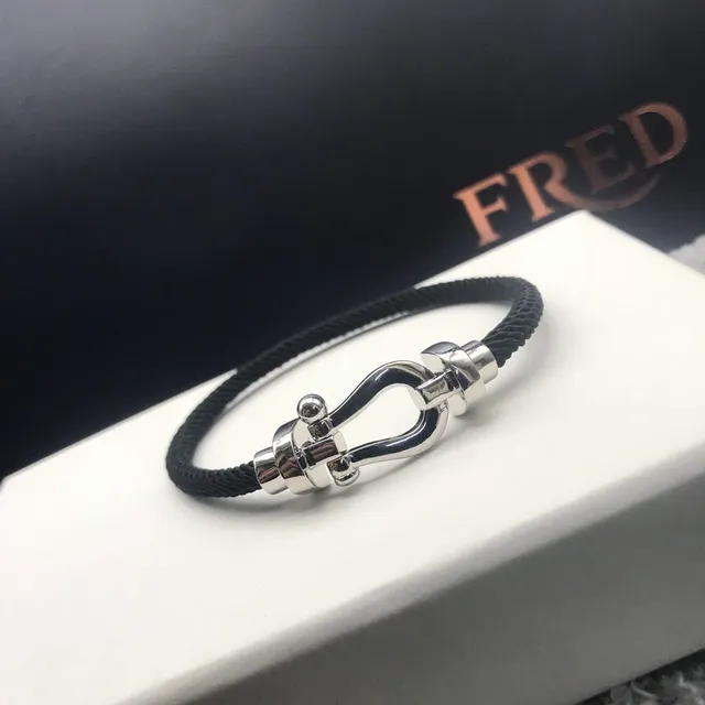 Fred Force 10 Red Black Shackle-Clasp Braided Cord Bracelet 2