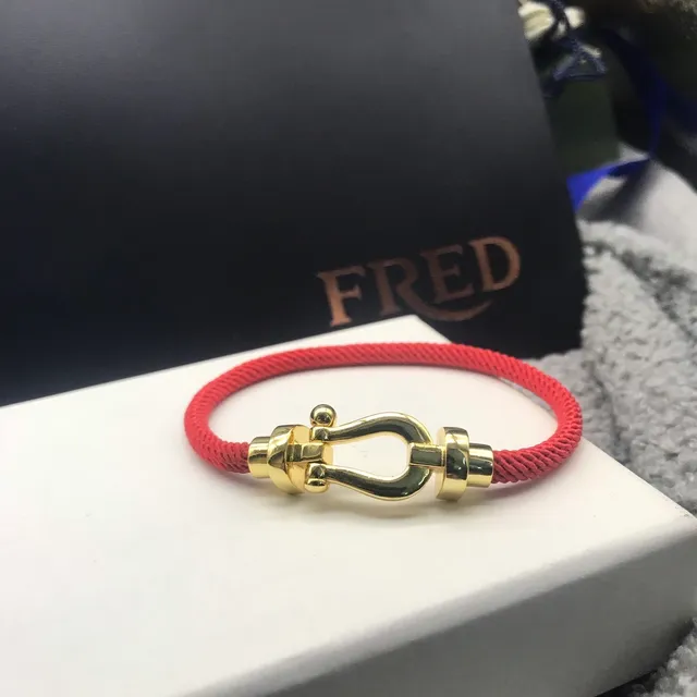 Fred Force 10 Red Black Shackle-Clasp Braided Cord Bracelet 4