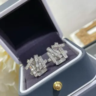 Geometric Baguette and Pavé-Set Stud Earrings