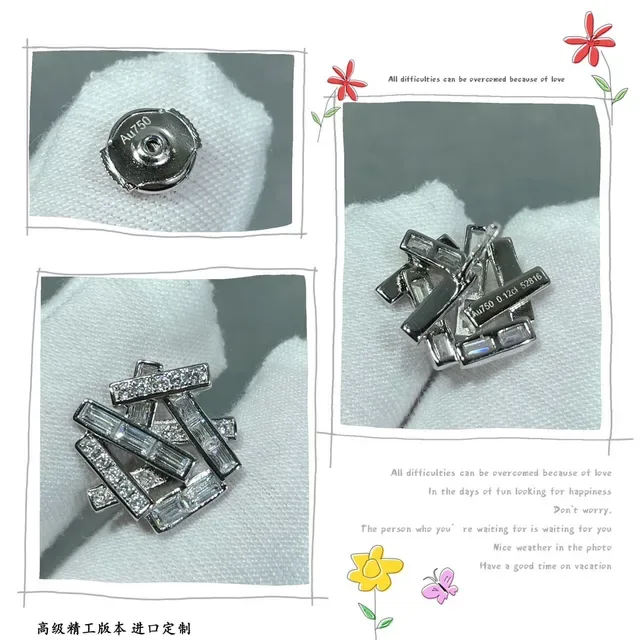 Geometric Baguette and Pavé-Set Stud Earrings 3