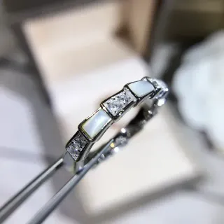 Geometric Channel-Set Opal and Pavé Ring