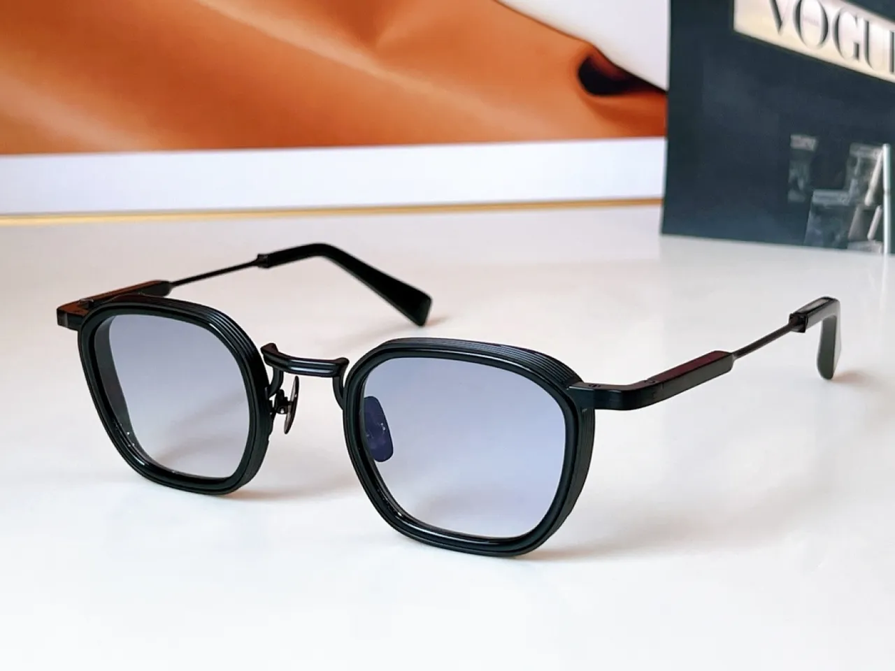 Geometric Octagonal Gold-Tone Gradient Brown Sunglasses 2