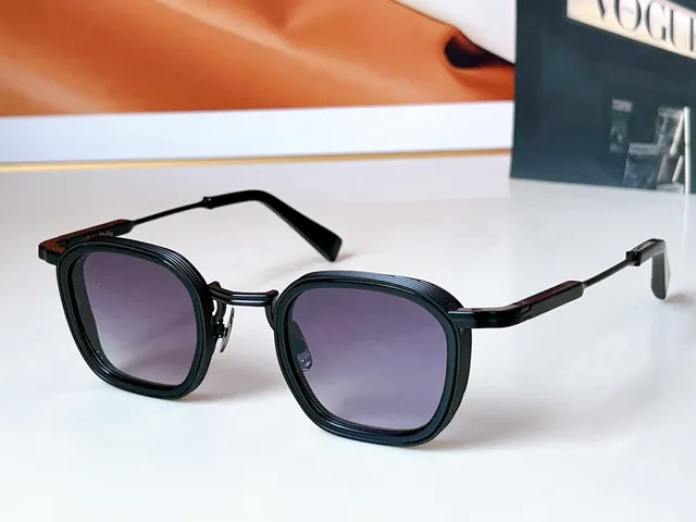 Geometric Octagonal Gold-Tone Gradient Brown Sunglasses 6
