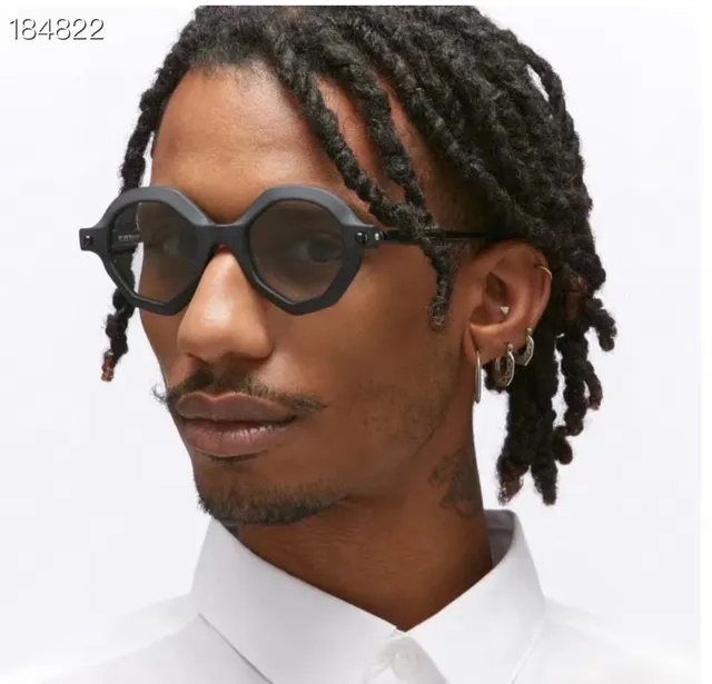 Geometric Octagonal Translucent Gray Amber Sunglasses 3
