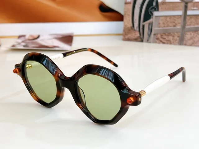 Geometric Octagonal Translucent Gray Amber Sunglasses 5