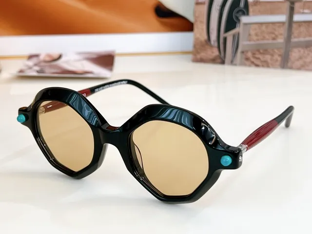 Geometric Octagonal Translucent Gray Amber Sunglasses 8