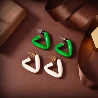 Geometric Open-Loop Glossy Enamel Stud Earrings