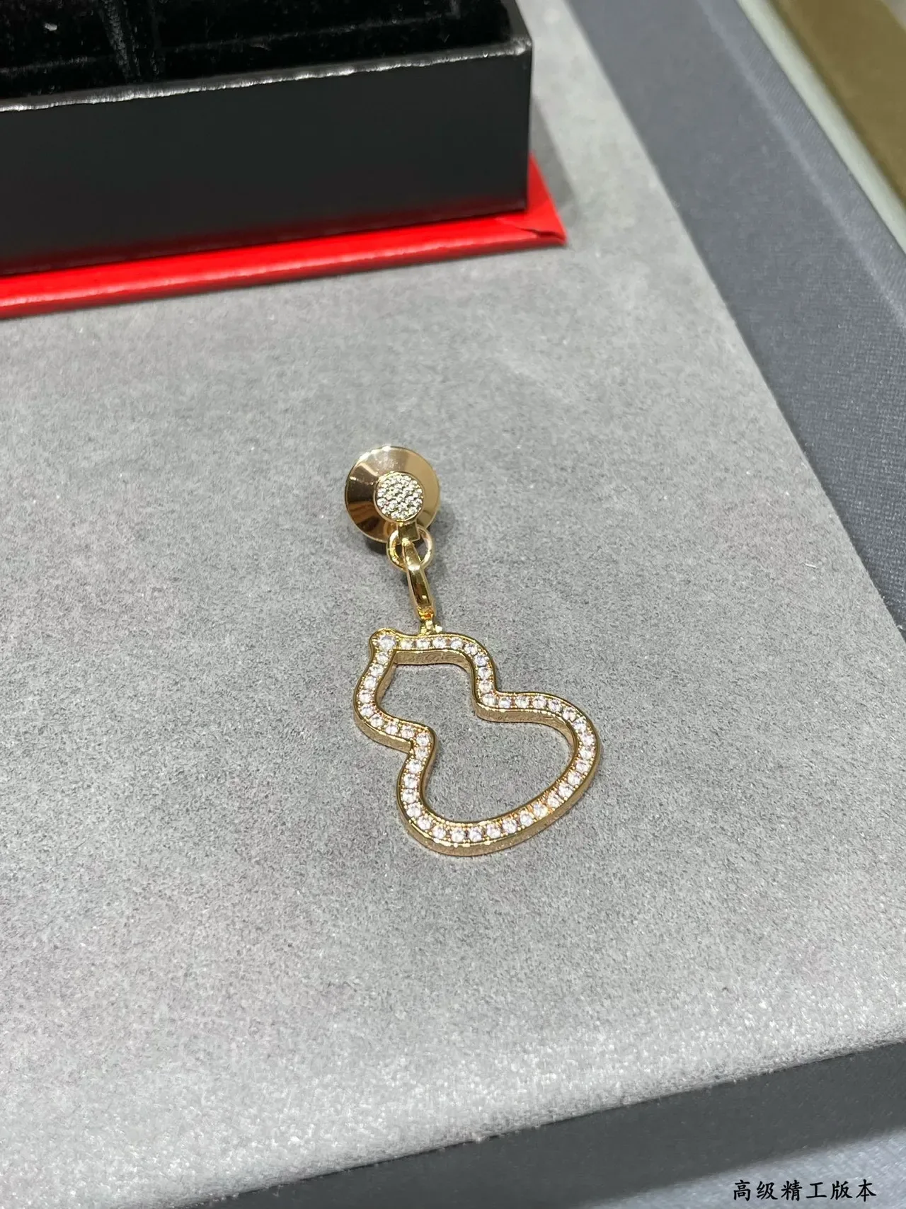 Gold and Silver Gourd Outline Pavé Drop Earrings 6
