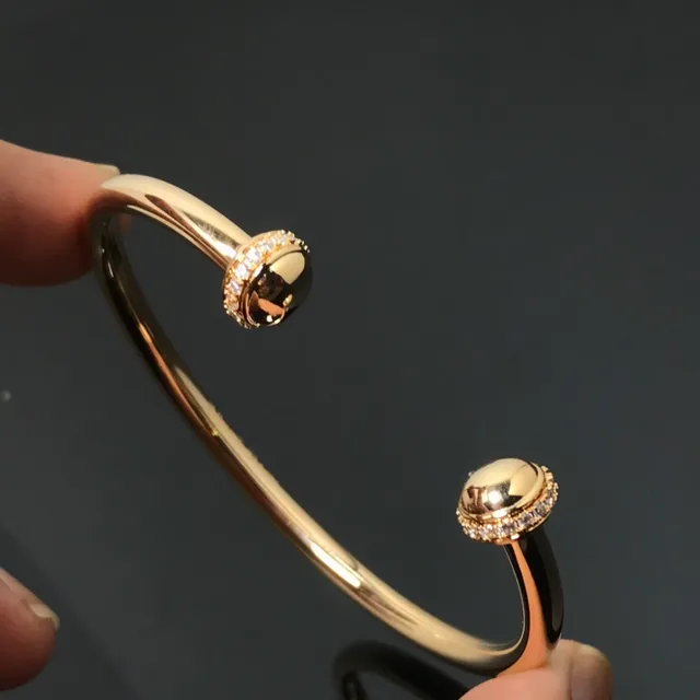 Gold and Silver Tone Pavé Stone Ball End Open Bangle Bracelets 3
