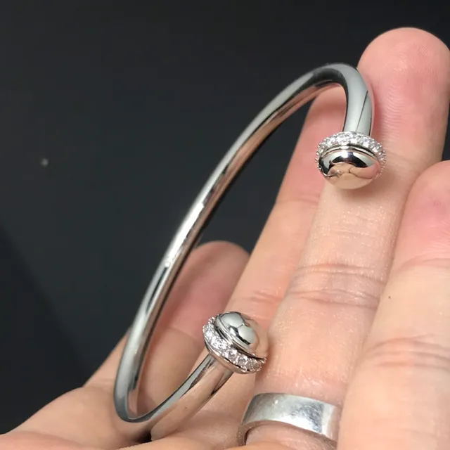 Gold and Silver Tone Pavé Stone Ball End Open Bangle Bracelets 5