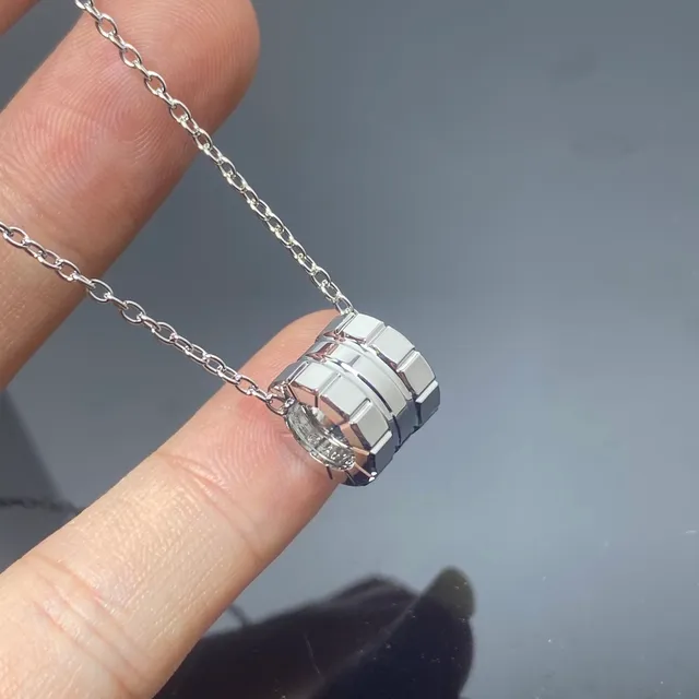 Gold and Silver Tone Segmented Cylindrical Pendant Necklaces 6