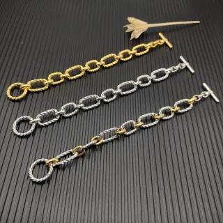 Pulseras de eslabones de cuerda retorcidos con cierre de palanca en oro y plata