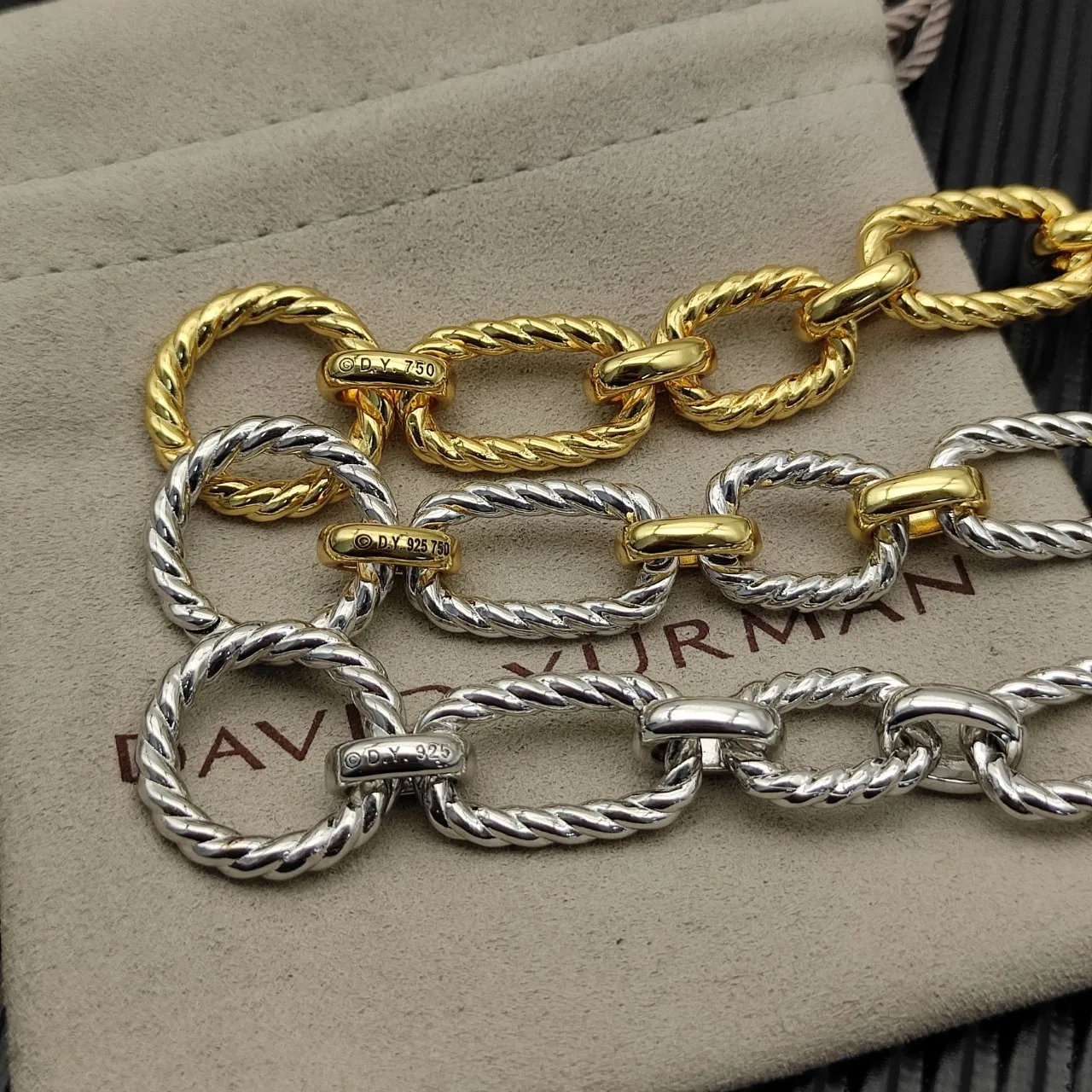 Gold and Silver Twisted Rope-Link Toggle Clasp Bracelets 3
