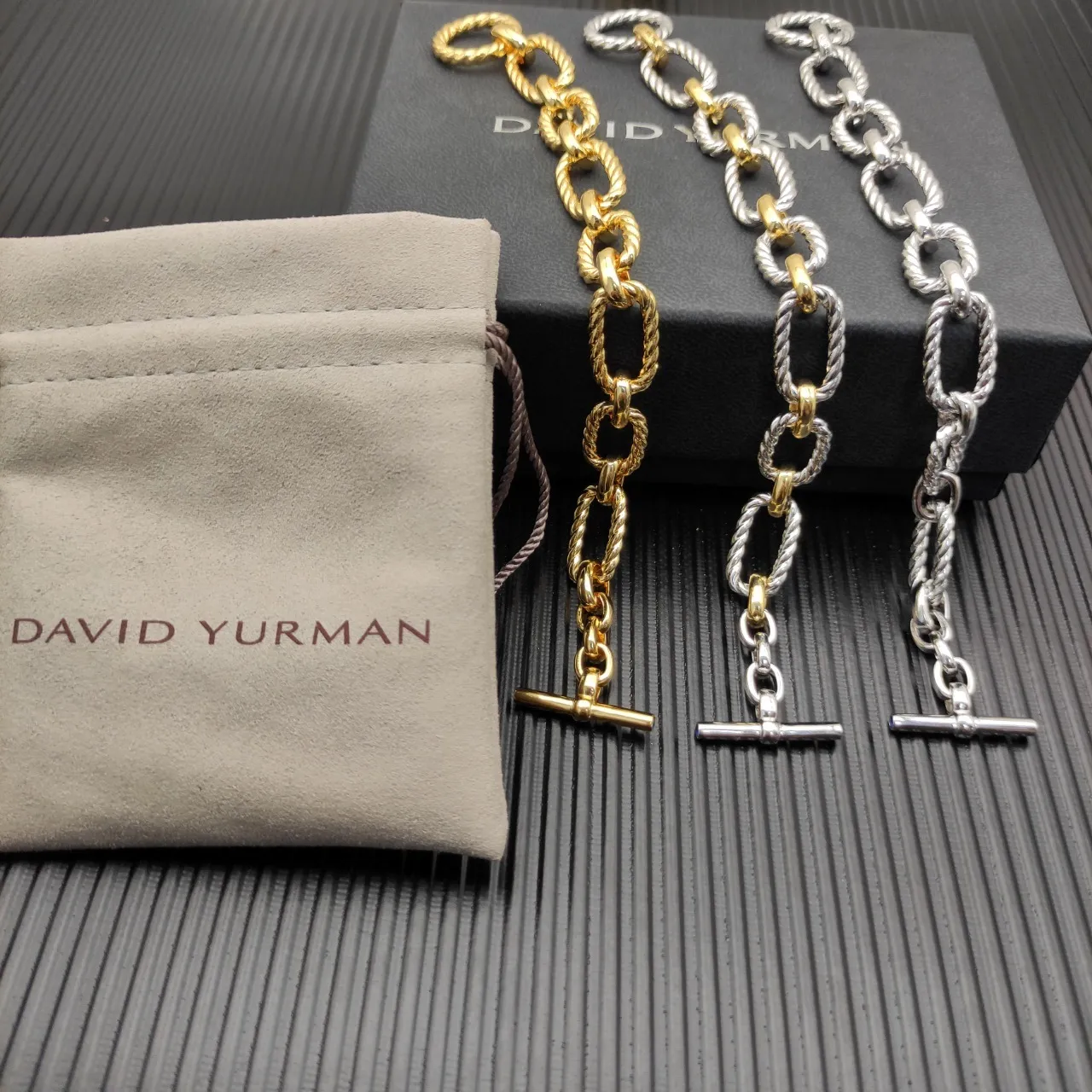 Gold and Silver Twisted Rope-Link Toggle Clasp Bracelets 4