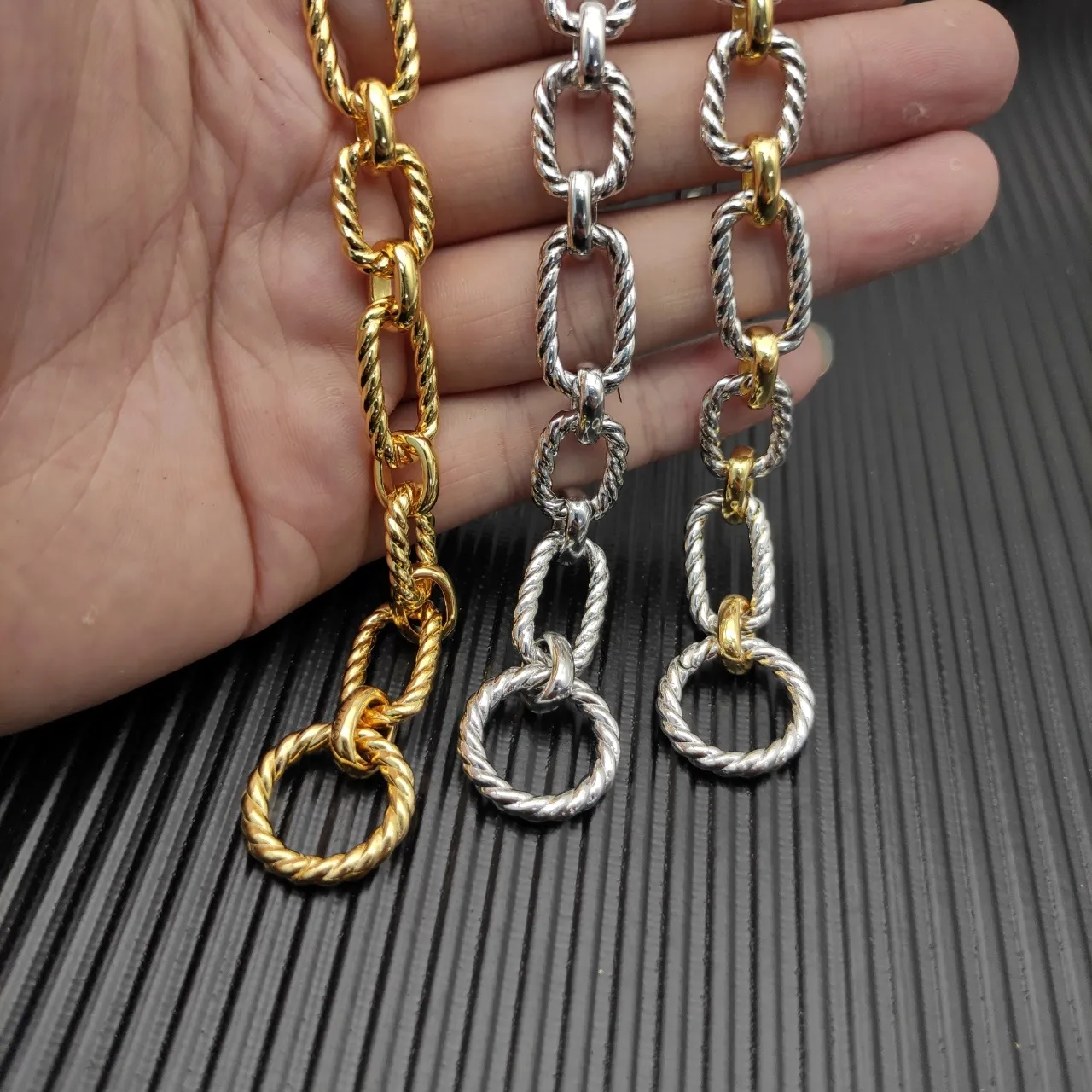 Gold and Silver Twisted Rope-Link Toggle Clasp Bracelets 6
