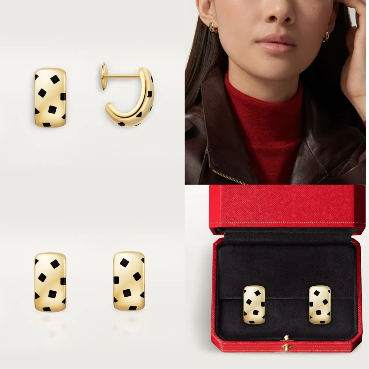 Gold Black Huggie-Style Metallic Earrings 9