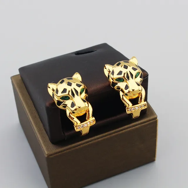 Gold Black Leopard-Head Motif Enamel Spotted Pattern Earrings 4