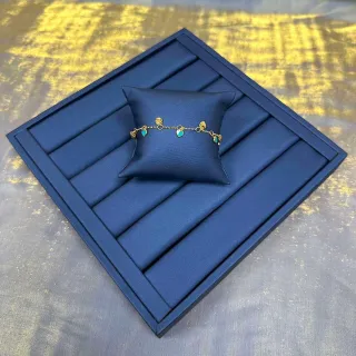 Pulsera de cadena dorada azul con charms de corazón de turquesa