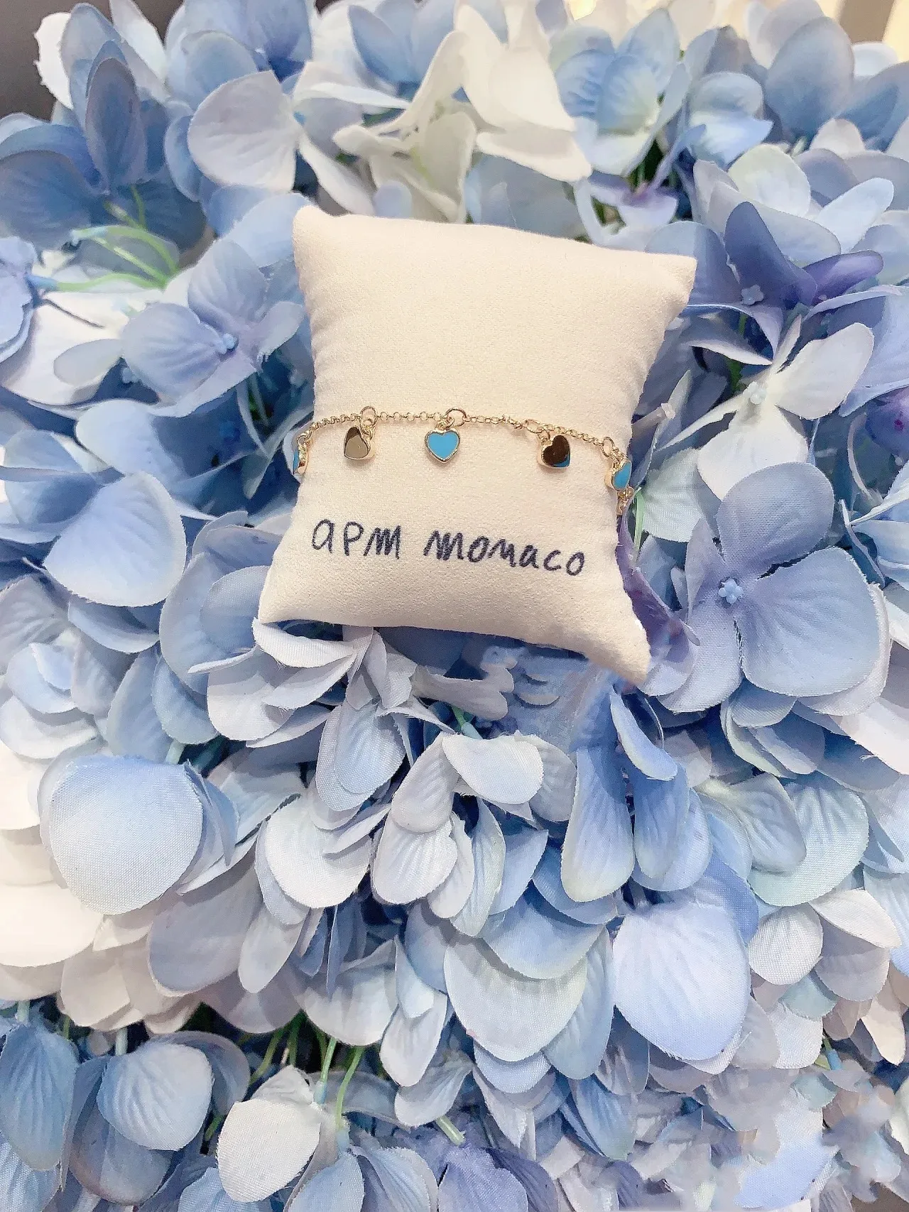 Gold Blue Chain Turquoise Heart Charms Bracelet 3