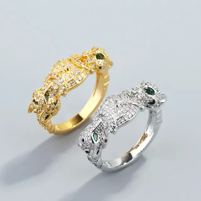 Gold Green Animal-Head Motif Pavé-Set Stones Bracelet 4
