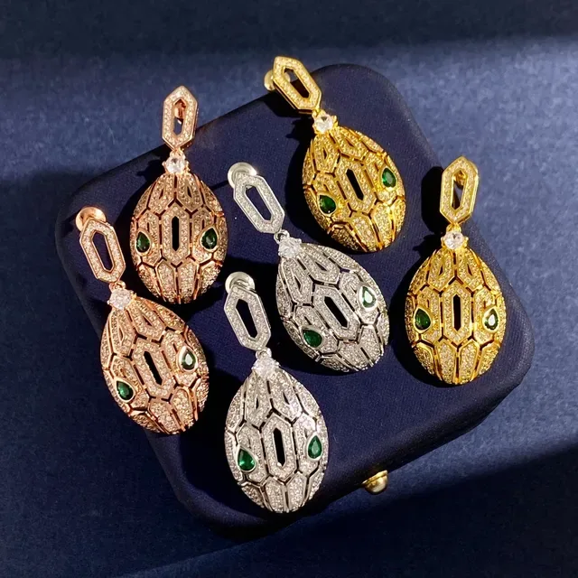 Gold Green Geometric Lattice Pavé-Set Clear Crystals Earrings 5