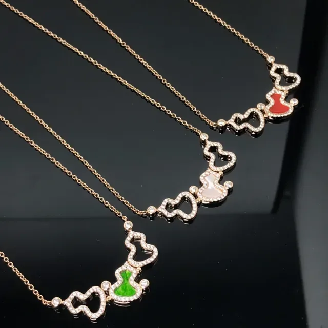 Gold Multicolor Chain Pavé-Set Heart Motifs Necklace 2