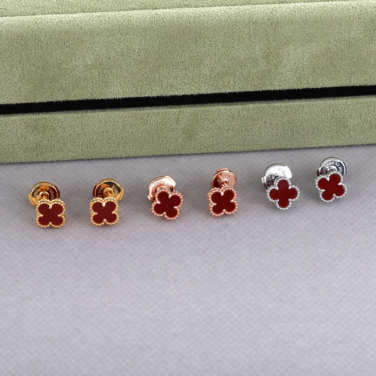 Gold Multicolor Clover-Shaped Floral Motif Earrings 6