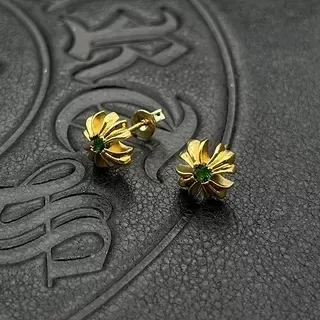 Gold Multicolor Flower-Shaped Metal Earrings 3