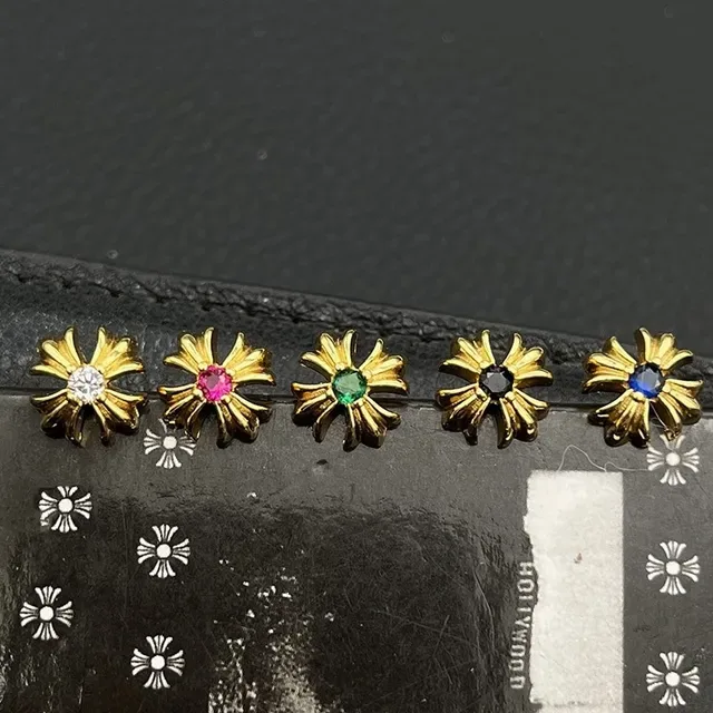 Gold Multicolor Flower-Shaped Metal Earrings 9