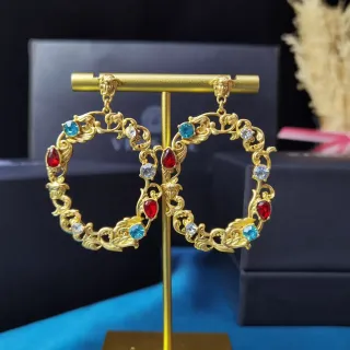 Gold Multicolor Ornate Filigree Hoop Silhouette Earrings