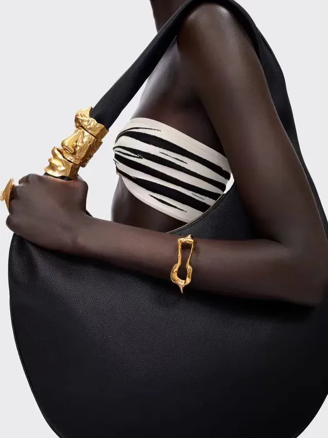 Gold Organic Sculpted Clasp Bangle Bracelet 2