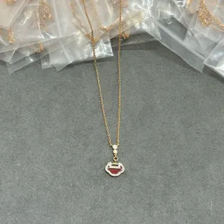 Gold Red Chain Pavé Crystal Halo Necklace